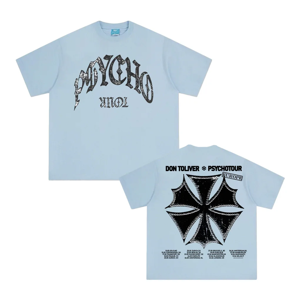 تي شيرت Don Toliver نفس الموقع الرسمي 100% قطن برقبة دائرية تي شيرت ناعم من PSYCHO TOUR EMBLEM تي شيرت نسائي ملابس Hombre