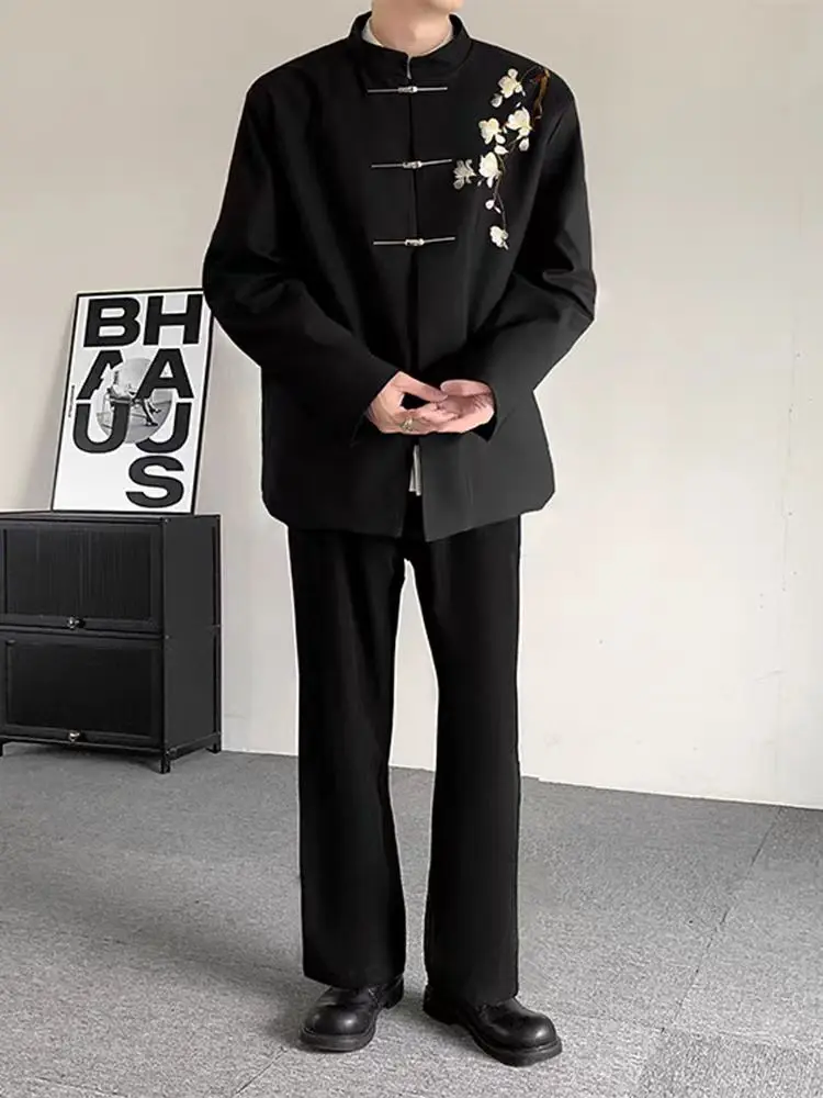 ชุดสูทแต่งงานผู้ชายสไตล์จีนแบบใหม่ ปักลายดอกแมกโนเลียสีขาว แจ็คเก็ตสไตล์ลำลองแบบตะวันตก สำหรับงานหมั้นและงานแต่งงาน