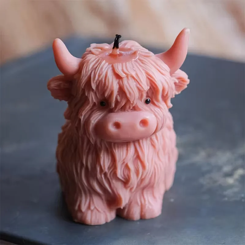 

1 шт., силиконовая форма для свечей с изображением коровы Highland, форма в форме животного для свечей ручной работы, поделки из штукатурки и смолы, домашний декор на день рождения