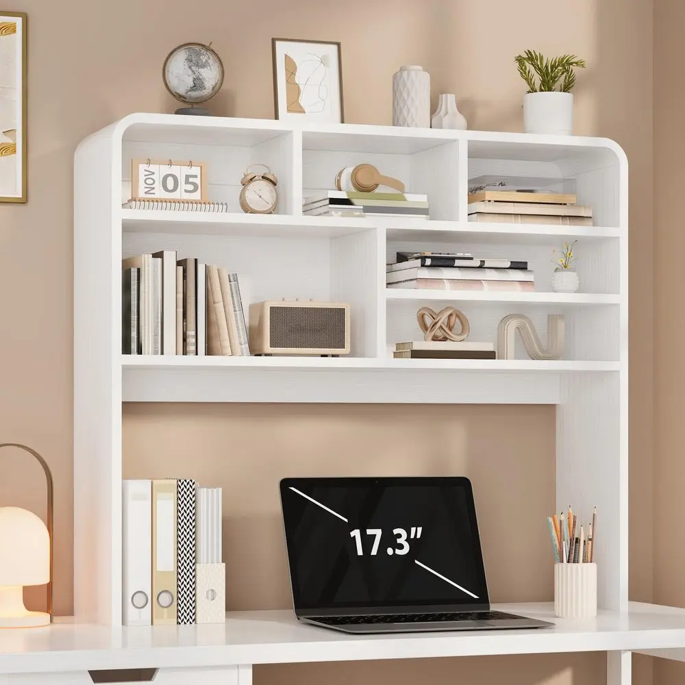 

Desk Shelf, 37.4W Desktop Bookshelf for Computer Monitor, Desktop Organizer Shelf Storage Rack with 6 Cubbies, 5Level Desk Hutc