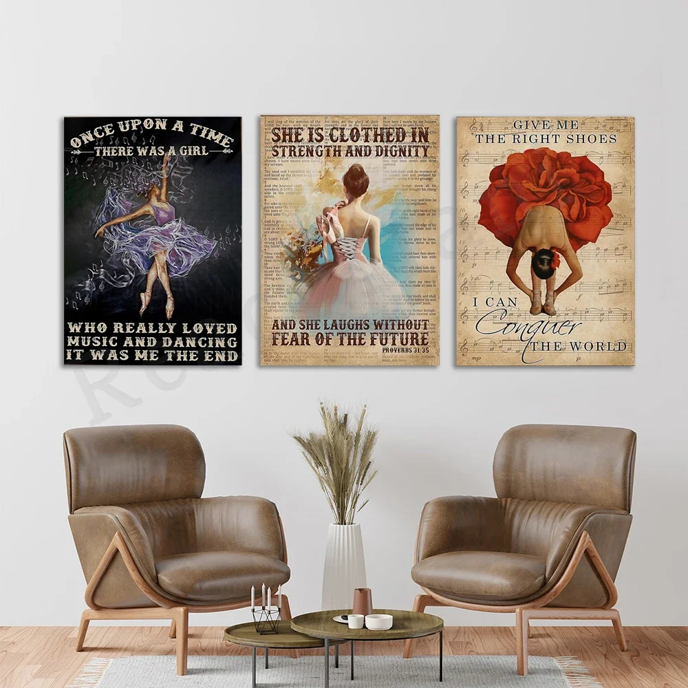 Vertical poster of a girl who once loved music and dancing, she is dressed in strength and dignity poster, ballet dance gift