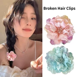 Fashion Peony Flower Hair Clip Artificial Flower Hairpins Wedding Bridal Hair Clips Ornaments Party Side Hairgrips Headdress