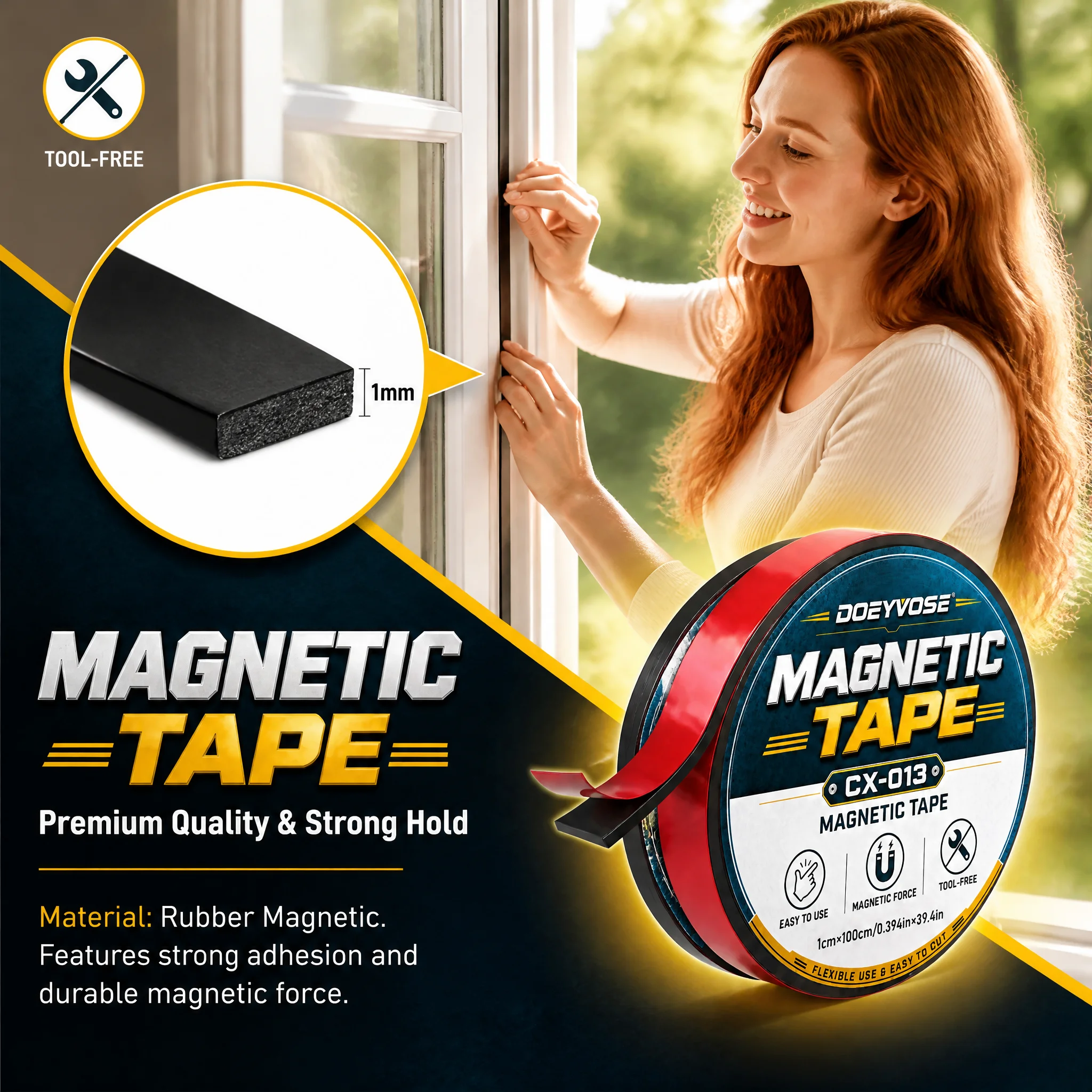 Self‑Stick Magnetic Tape 10×1mm×1m Flexible Magnet For DIY Craft