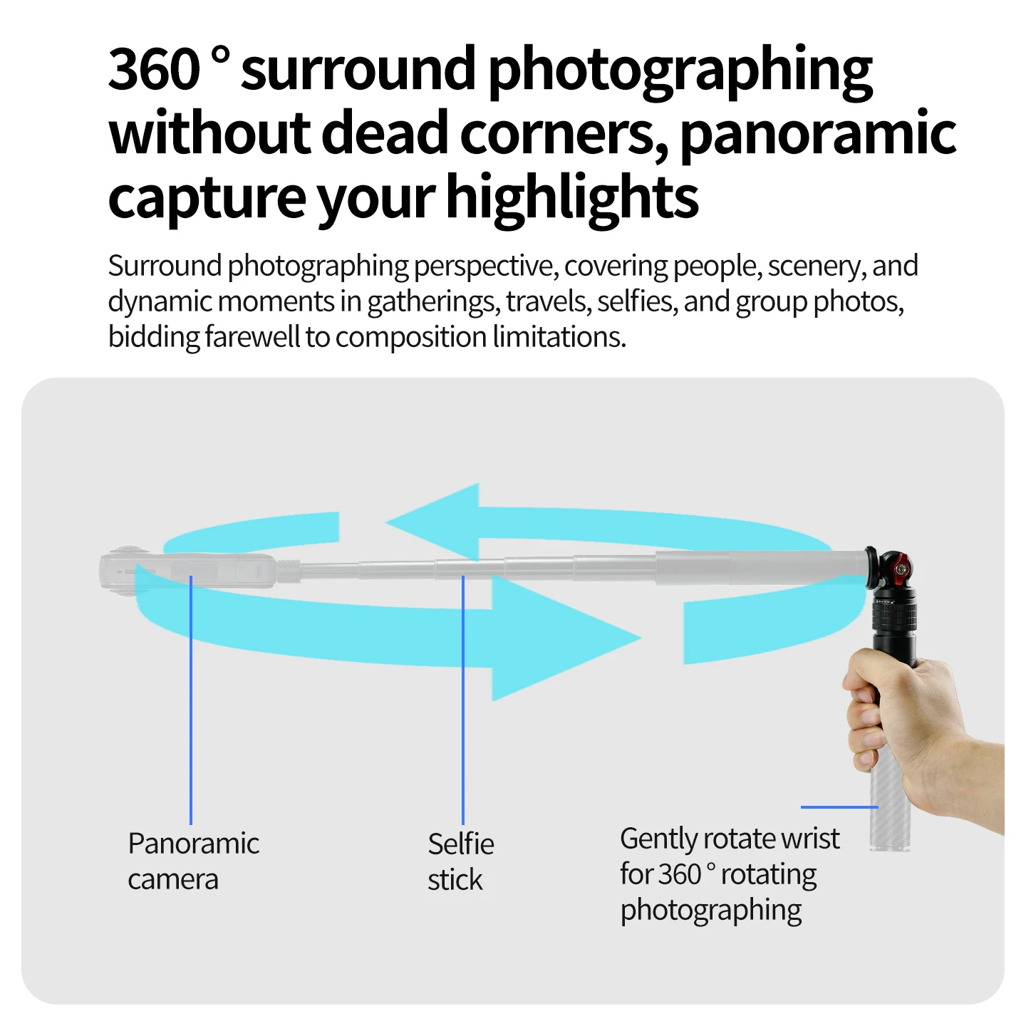 Aluminium-Kamerahalterung Schwenk- und Neigbar ARRI-Ausrüstung Verstellbarer Kugelkopf für DJI Action-Kamera Panorama-Selfie-Stick Stativ Einbeinstativ – Detail 4
