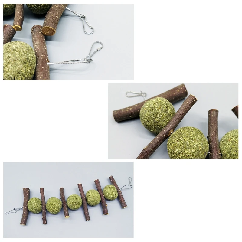 for Hay Treat Grass Balls Sticks Chew Toy for Degu Bunny Cage Accessories