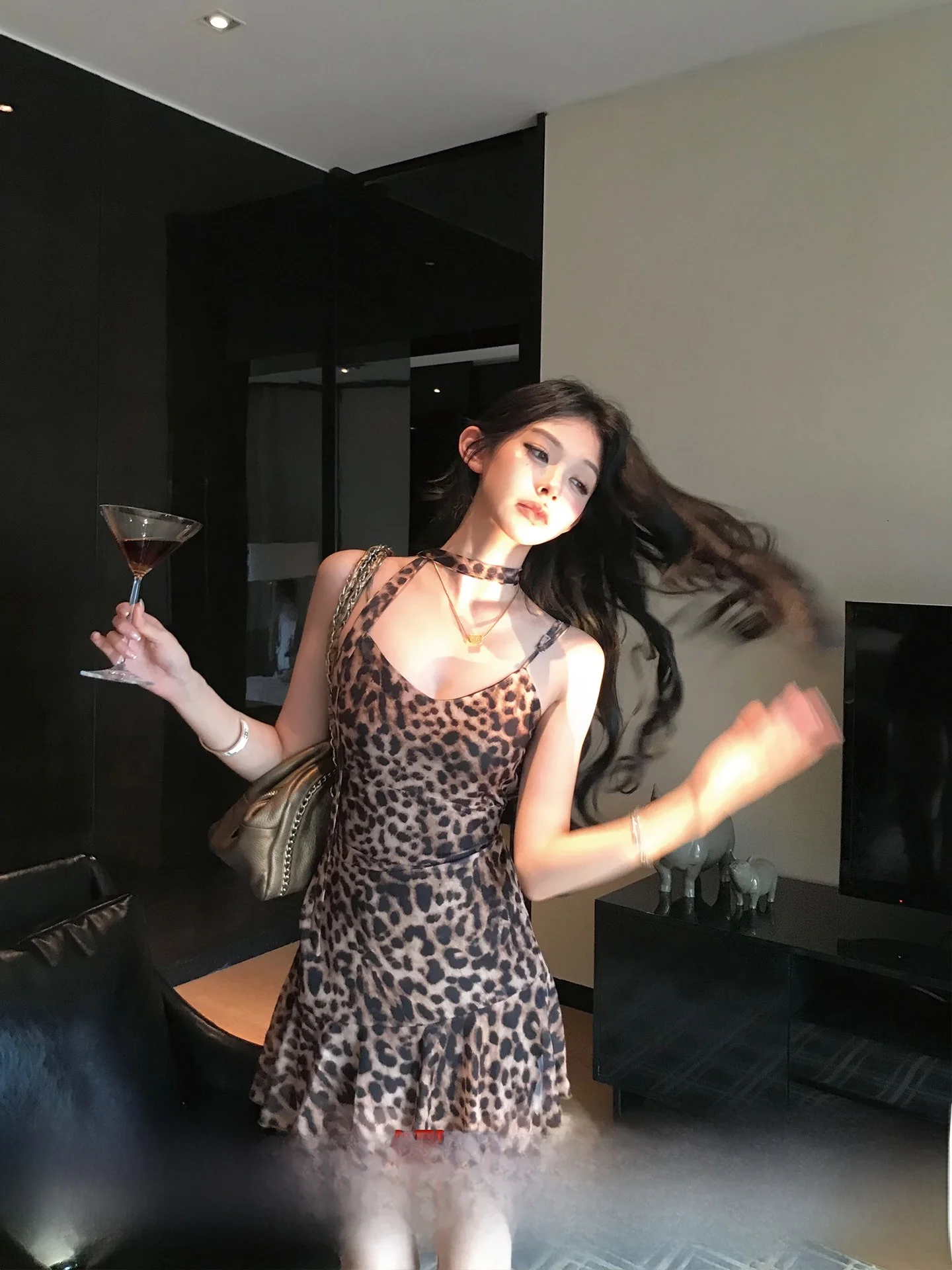 

Sexy Leopard Print Vintage Dr with Waist Cinch Trendy Girl Sle Okaaay Dangerous Dr for Young Women