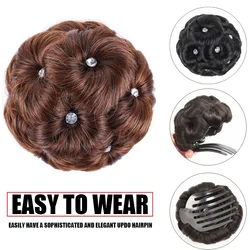 H&STAR Synthetic High Temperature Fiber Chignon Nine flowers Hair Curly Hair Bun Donut Clip In Hairpiece For Womans