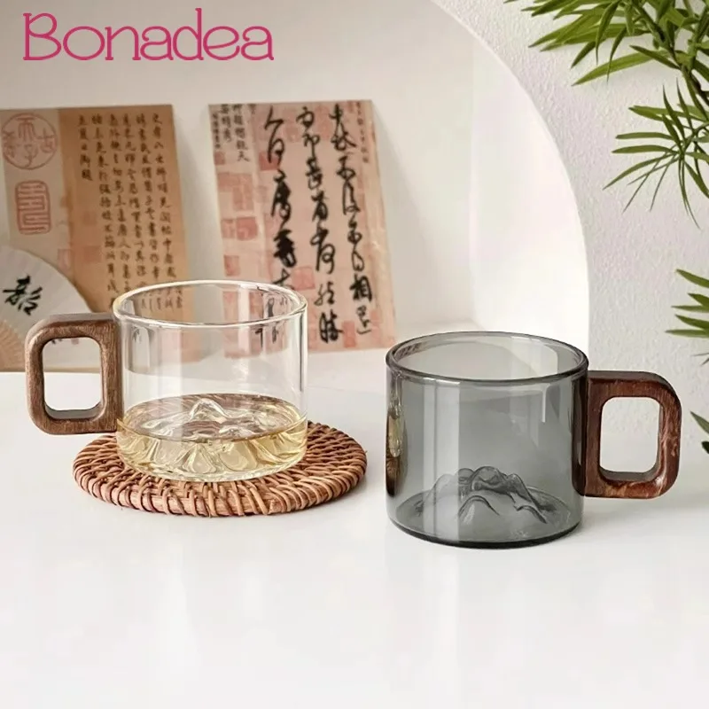 Mountain Viewing Glass Cup With Handle High-looking Coffee Glasses Cups Creative Tea Glass Cups Mini Water Cup Kitchen Tools