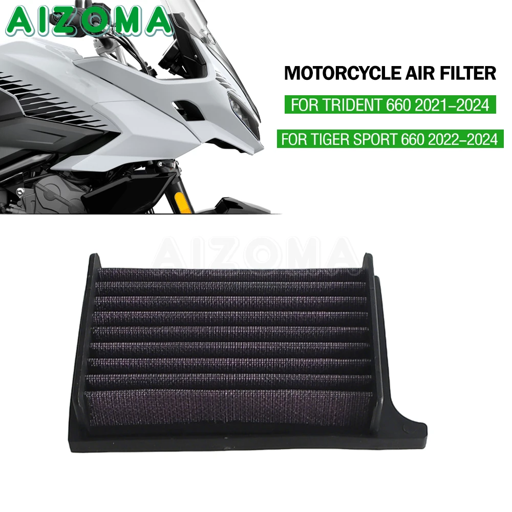 Motorcycle Engine Intake Filter Cleaner High Flow Fabric Air Filter For Trident 660 2021 2022 2023 2024 Tiger Sport 660 2022-24