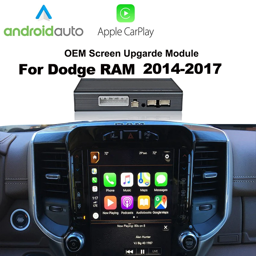 

Wireless Carplay Android Auto Box Oem Screen Upgrade Module for Dodge RAM 1500/2500/3500 2014-2017