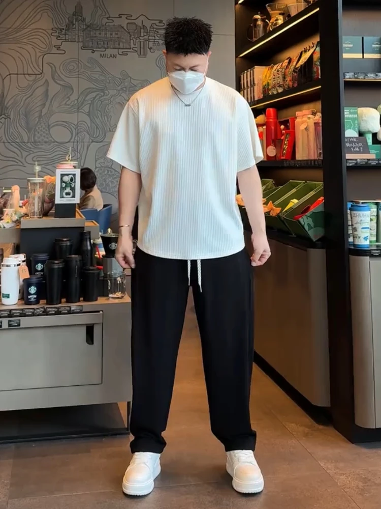 

Summer Men's Casual Loose Fit round Neck Short Sleeve Two-Piece Set Lightweight Comfortable Fashionable T-Shirt And Pants