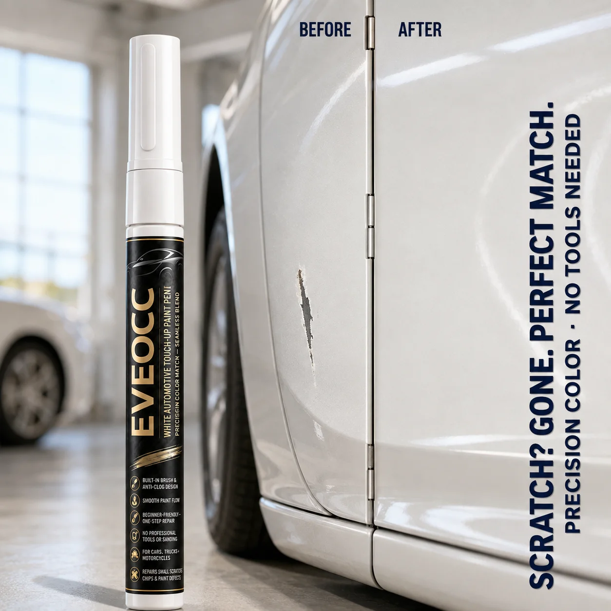 One‑Step Automotive Paint Touch‑Up Pen, Anti‑Clog Built‑in Brush, No Sanding Professional Tools Needed, 20g