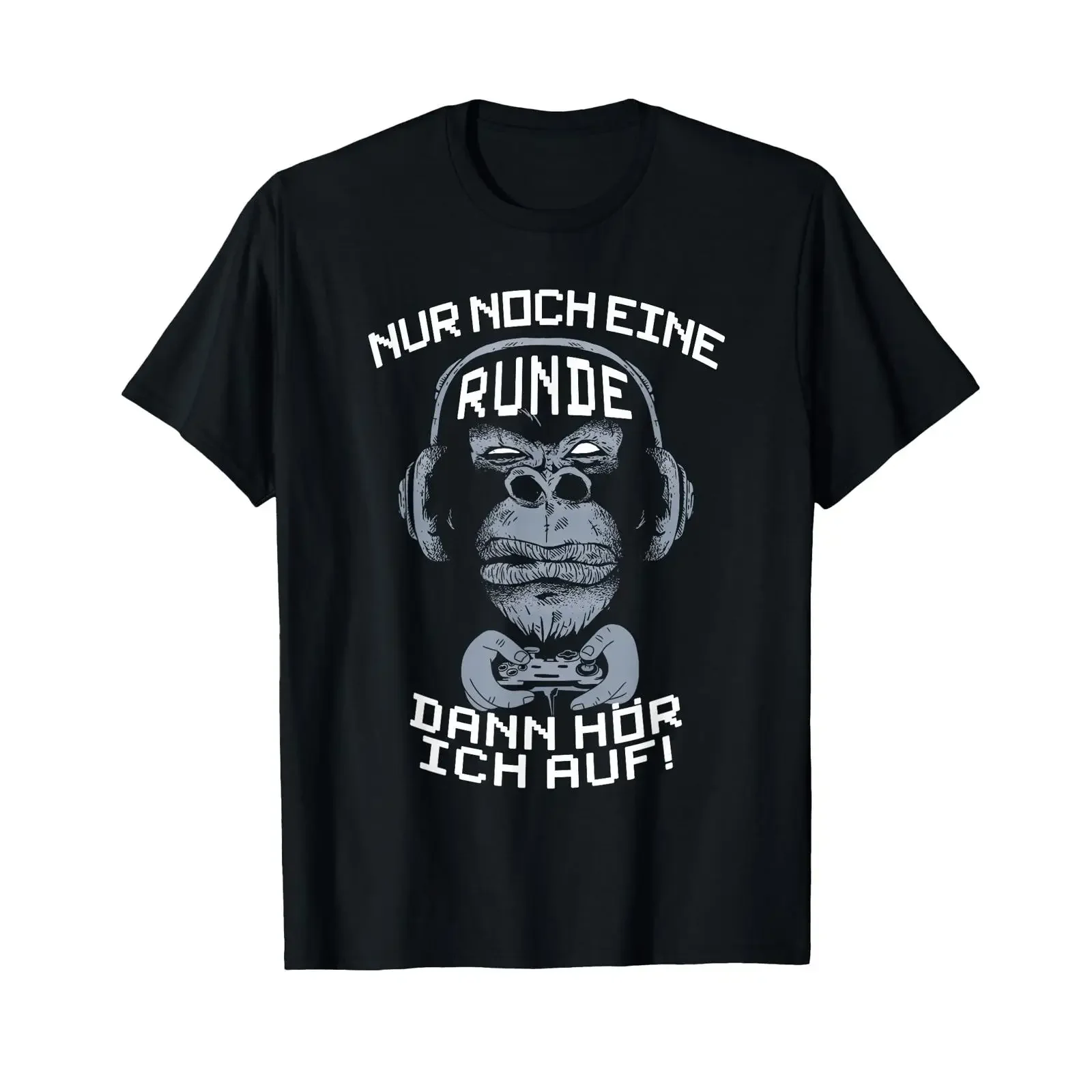 Camiseta de merchandising para videojuegos con texto en alemán: 'Nur Noch Eine Round Then Hörr Ich Auf', estilo vintage lavado, versátil, unisex
