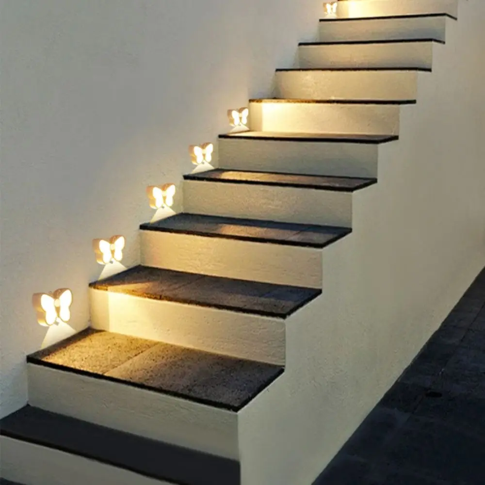 مزدوج اللون تعديل درجة الحرارة فراشة محس حركة ضوء الليل سطوع قابل للتعديل USB شحن مصباح الليل القابلة لإعادة الشحن