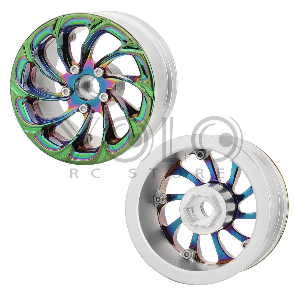 4pcs Rainbow 2.2 Beadlock Wheel Rim Colorful Aluminum Wheels for Axial Wraith 90048 RR10 1/10 RC Crawler Car Upgrade Parts