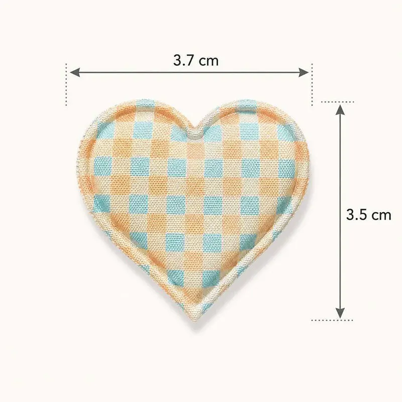 100 Stück 3,5x3,7cm Gemusterte Herz-Applikationen zum Aufnähen für Kleidung, Hüte, Schuhe, Haarschmuck, Haarspangen, Schleifendekoration – Detail 5