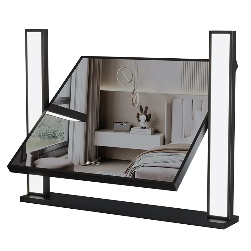 Intelligent voice-activated voice makeup mirror, desktop makeup mirror with lamp