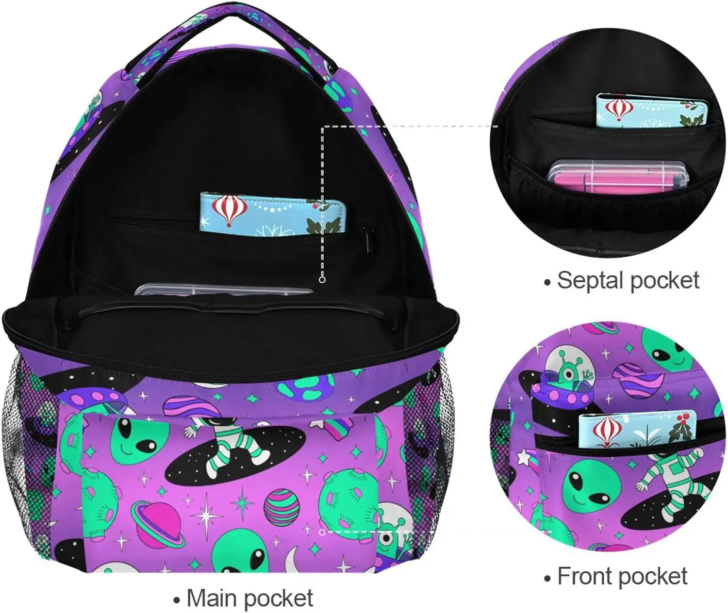 Astronautas alienígena espaço mochilas para meninas meninos mochila escolar bonito crianças bookbag 3rd 4th 5th grade estudantes do ensino fundamental daypacks