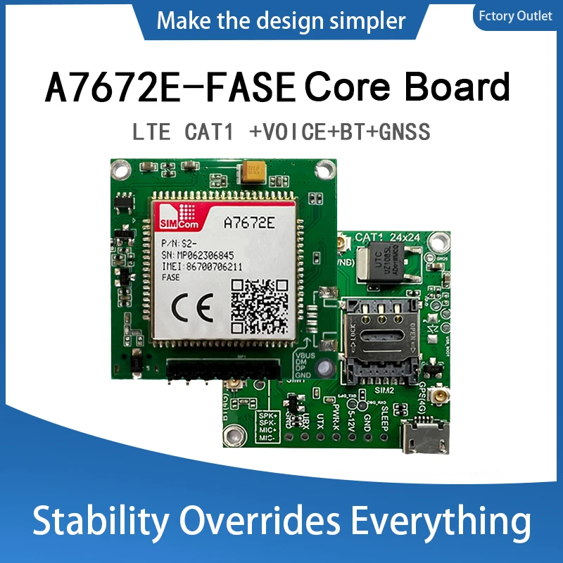SIMCOM A7672 A7672E A7672E-FASE Development Core Board CAT1 LTE 4G 2G GNSS Module Breakout Kit Europe/Middle East/Africa