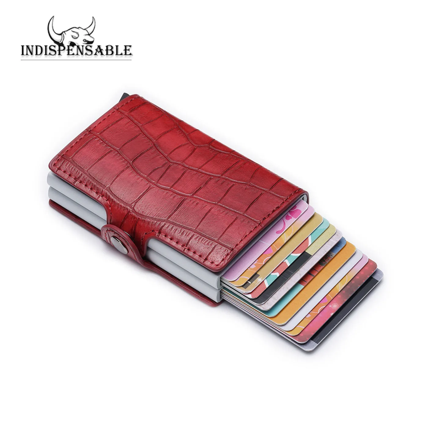 Men Double Aluminum Leather Pop Up Credit Card Holder RFID Metal Wallet Automatic Anti-theft Women Purse Business ID Cardholder