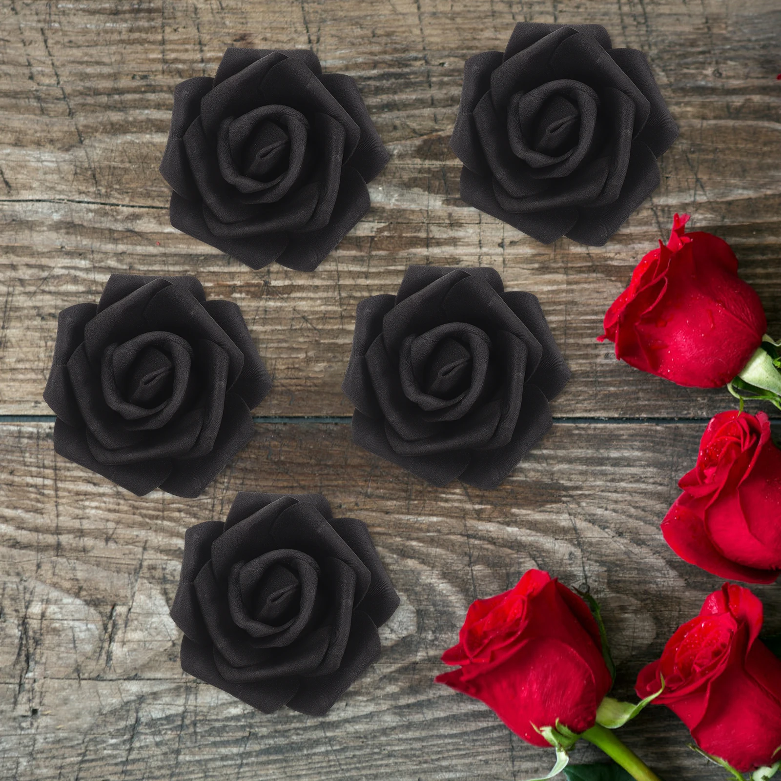 

100 Pcs Artificial Rose Heads Light Pink Black Faux Flowers for Crafts Wedding Decor Bulk Artificial Flower Heads