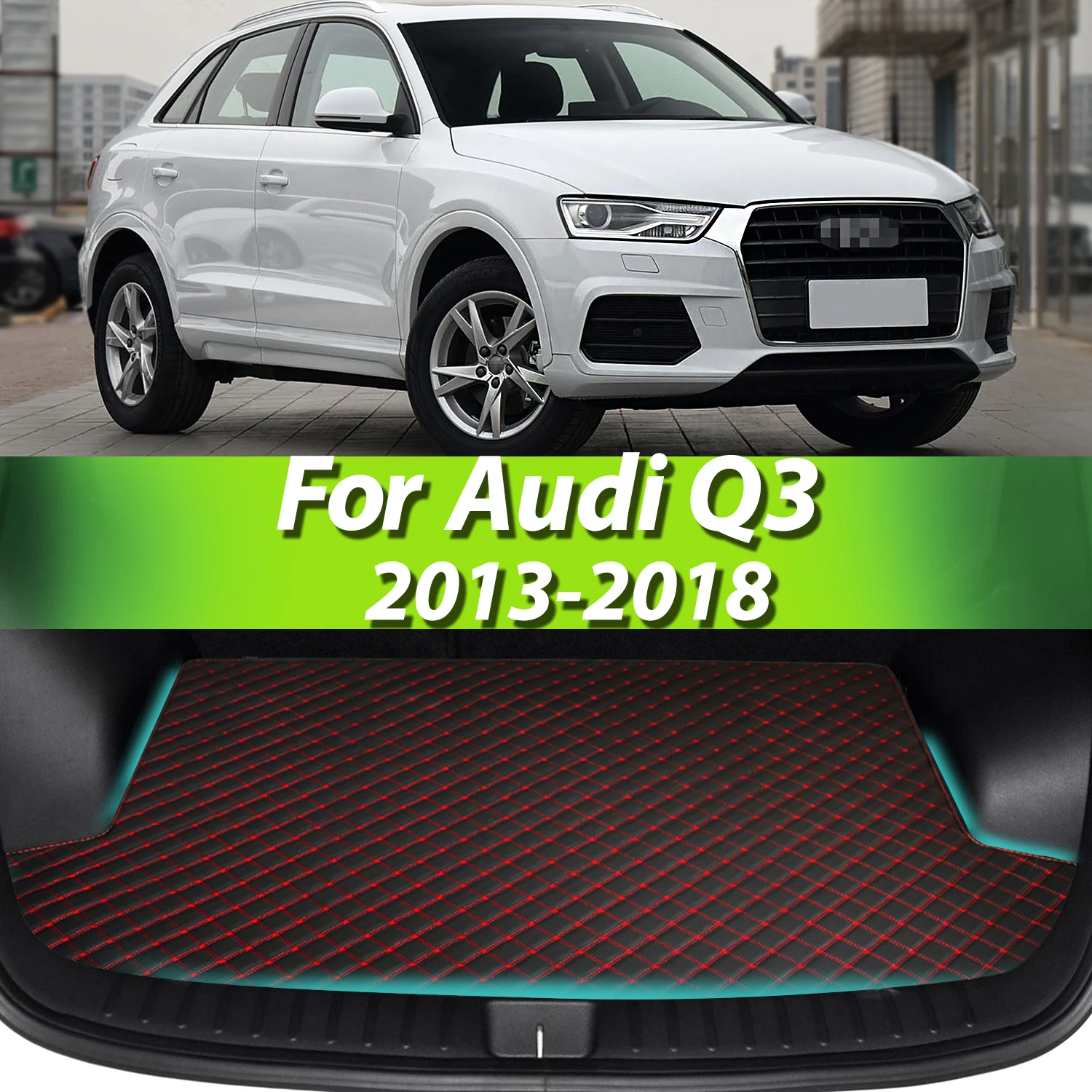 

For Audi Q3 2013-2018 Artificial Leather Car Trunk Mat Rear Trunk Cargo Protective Mat Car Interior Accessories