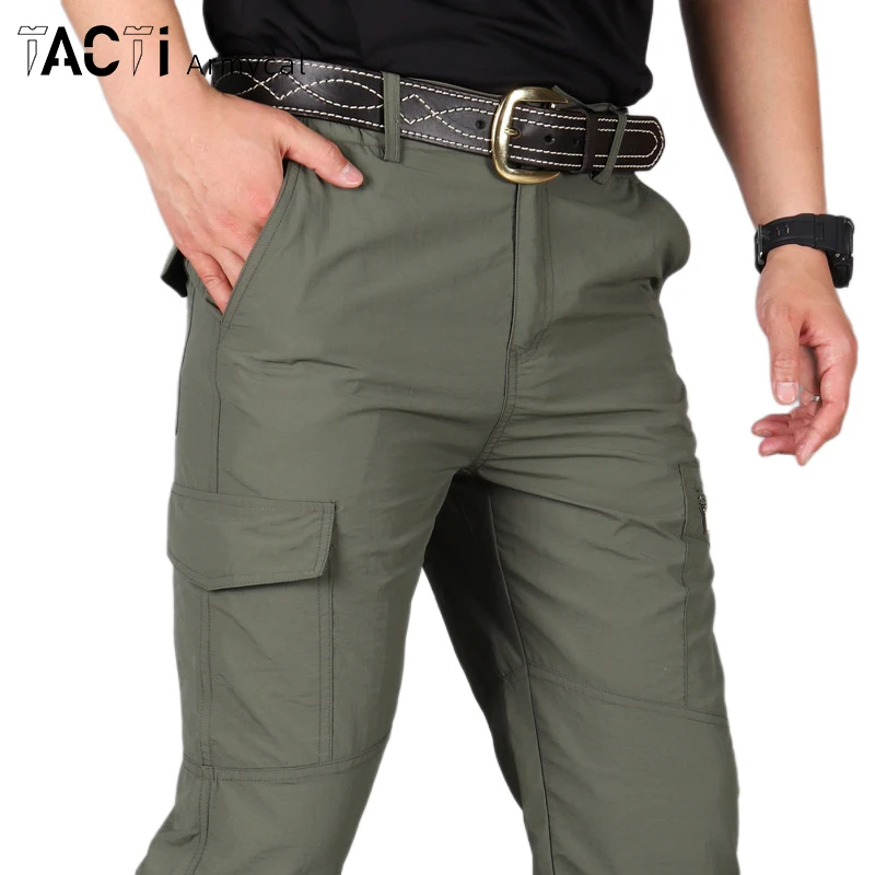 Casual Pants Men Summer Tactical Military Training Pants Military Style Mens Cargo Pants Waterproof Quick Dry Solid Trousers