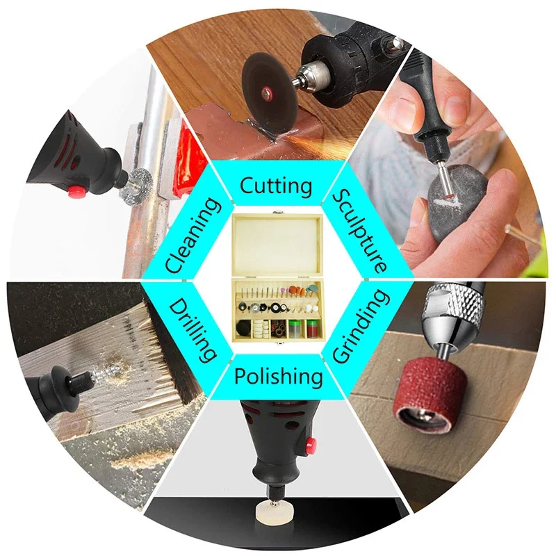 100Pcs accessori Set di utensili rotanti abrasivo per Dremel legno elettrico incisione su metallo taglio rettifica intaglio scatola di lucidatura