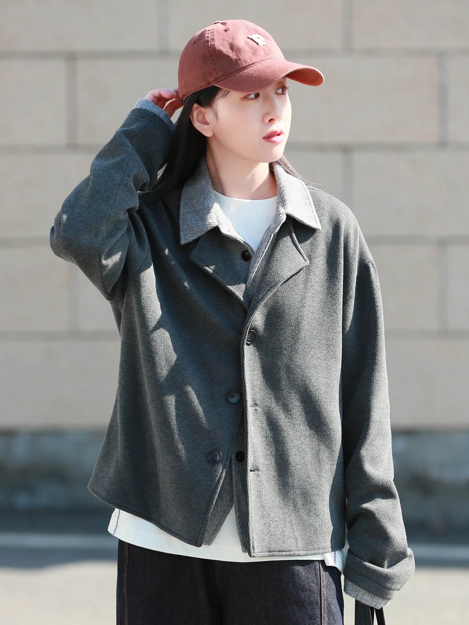 

Retro Original Design ort Tailored Jaet Women's Faion Trendy Cact Size Fake Two-Piece Casual Suit Coat Spring Autumn