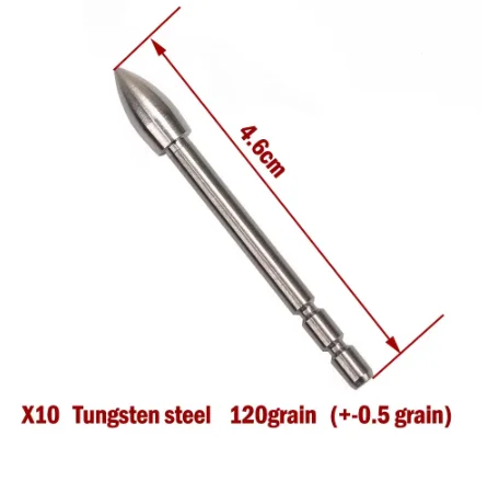 Punta de flecha de acero de tungsteno para tiro con arco, punta de bala de caza para X-10, eje de 100mm, 120, 140, 3,2 granos