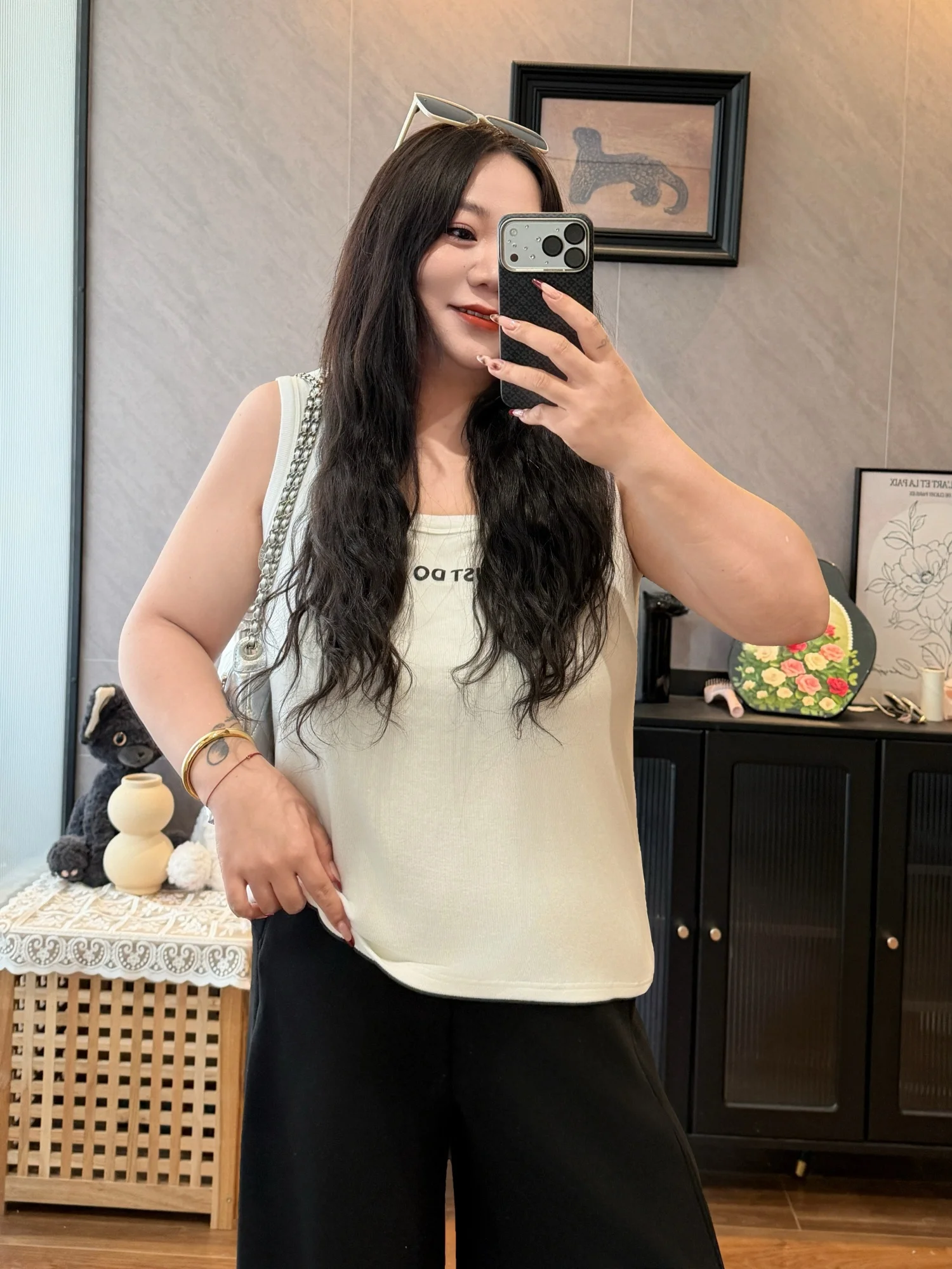 

plus Size Women's Tank Top Summer Versatile Slimming Lazy Style Fashionable Inner Wear Top Thick Sister Standard Fit Commute ...