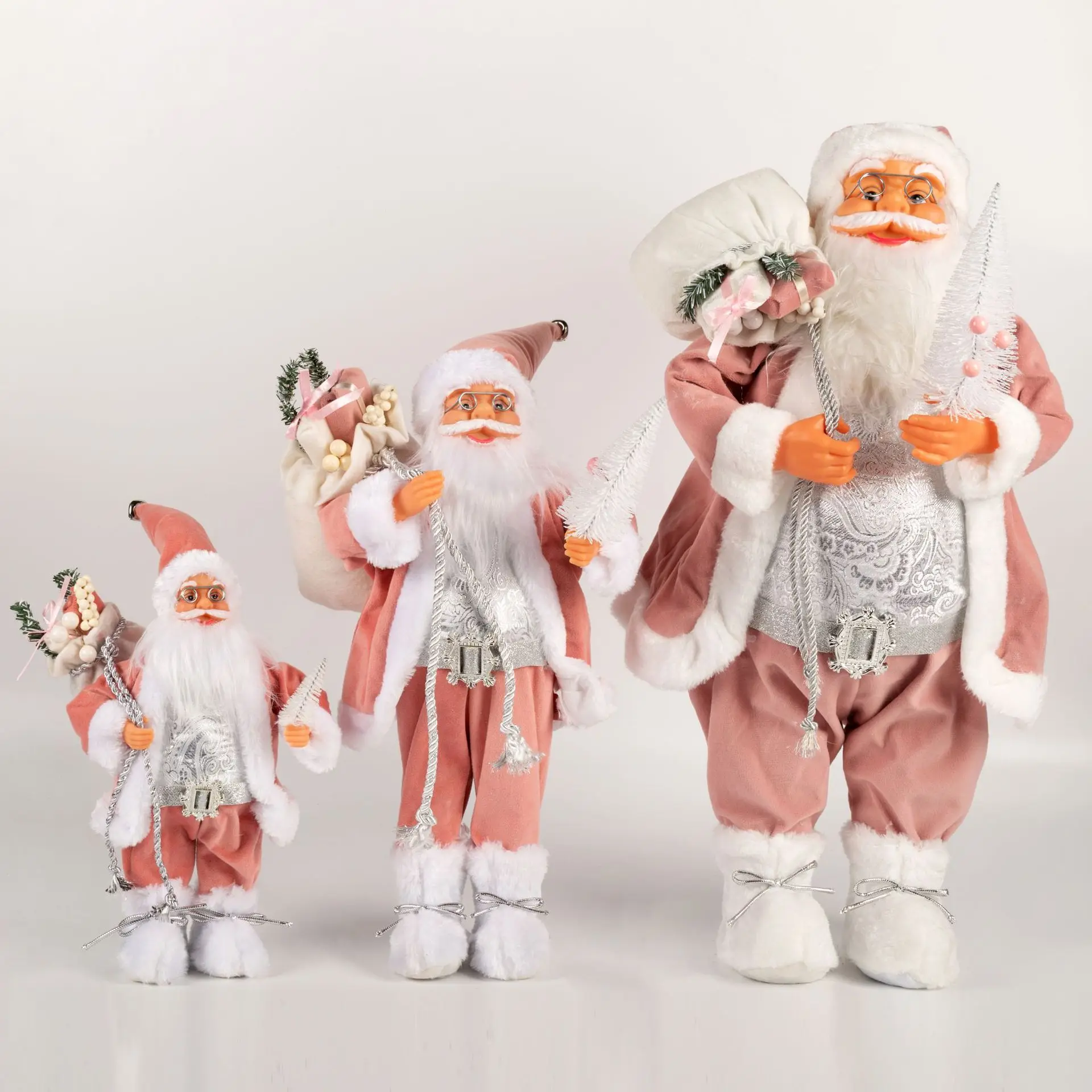 2023 Large Pink Three-dimensional Gift Santa Claus Doll Christmas Pendant Merry Christmas Home Decor Mall Storage Decoration