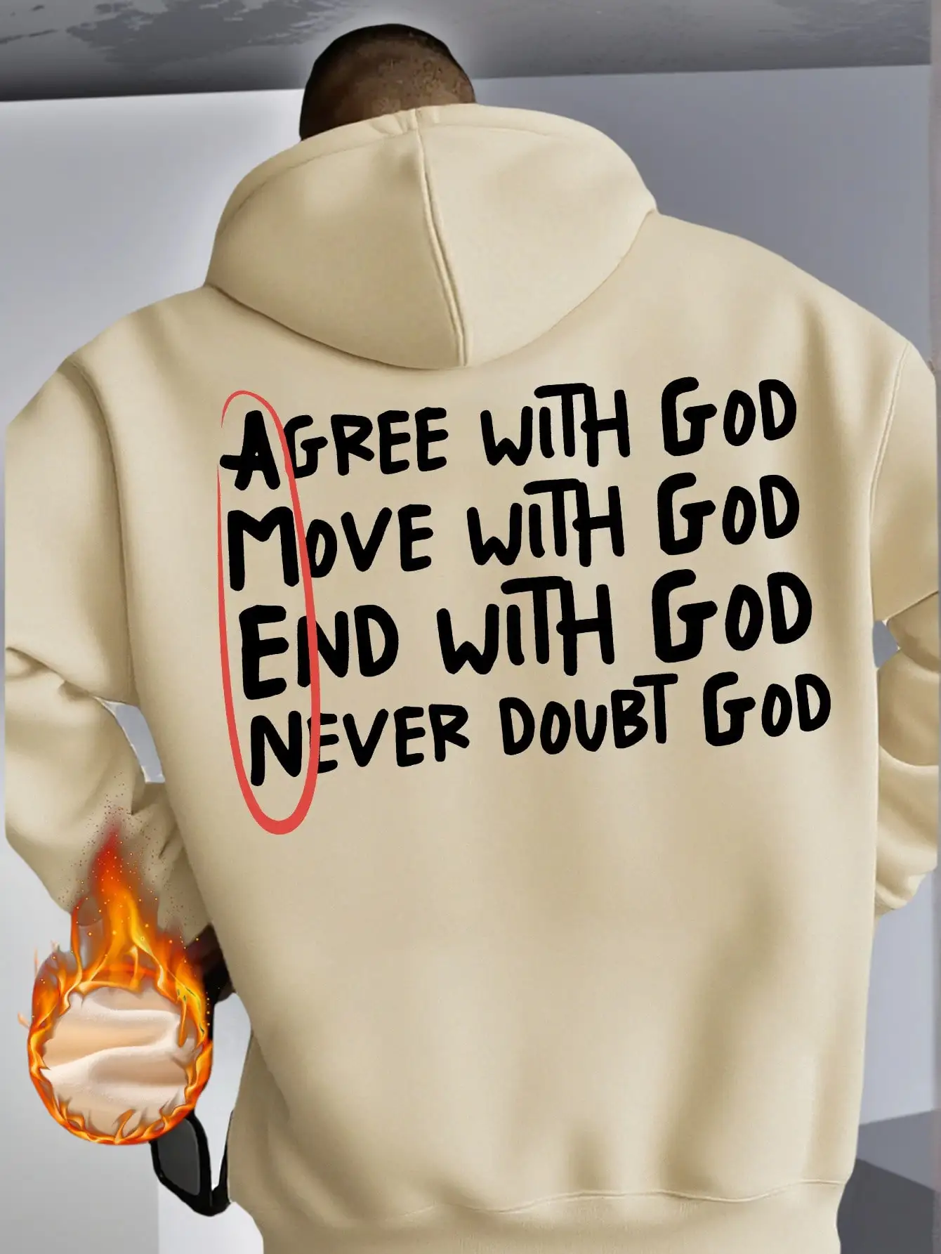 

Мужская толстовка с графическим принтом и надписью в духе веры, повседневная толстовка с длинными рукавами