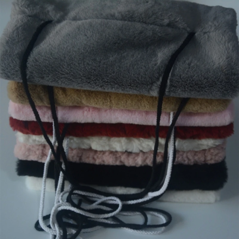 Muffs mão peles falsas para adultos, muffs mão peludos quentes inverno com cordão, bolso com zíper, aquecedores