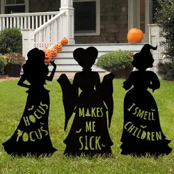 Black Hocus Pocus decorazioni di Halloween Outdoor Halloween Silhouette Yard Signs con picchetti Lawn Decor for Kids Home Party