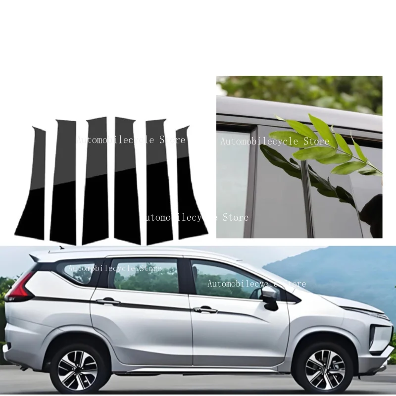 

6Pcs Glossy Black Pillar Posts Fit For Mitsubishi Xpander 2017 2018 2019 2020-2025 Window Moulding B C Center Sticker Cover