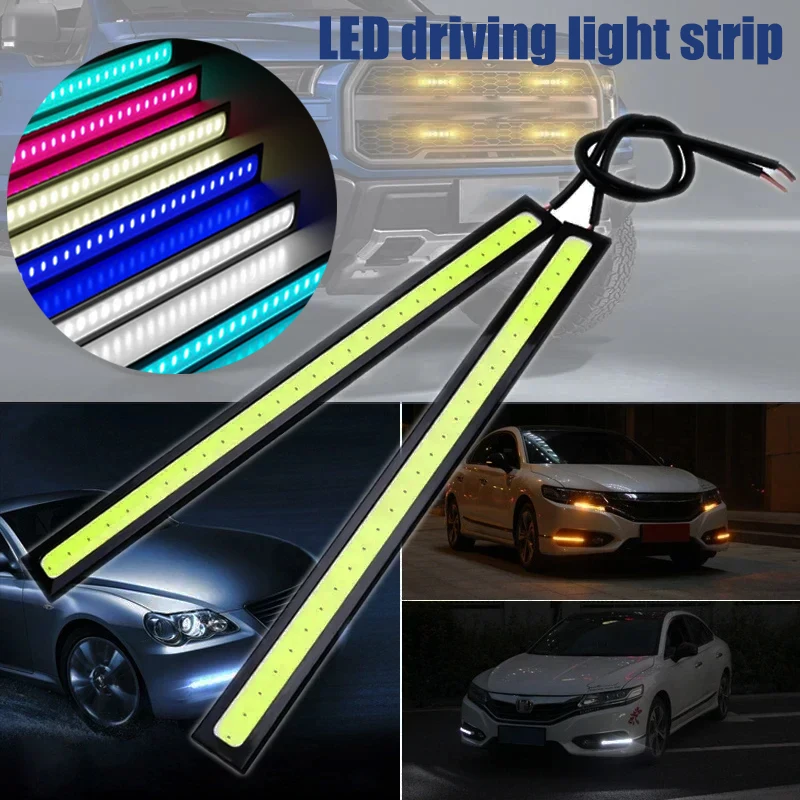 

2 pièces 17CM Super lumineux voiture feux de jour étanche 12V LED COB voiture Auto antibrouillard bande blanche lumières barre