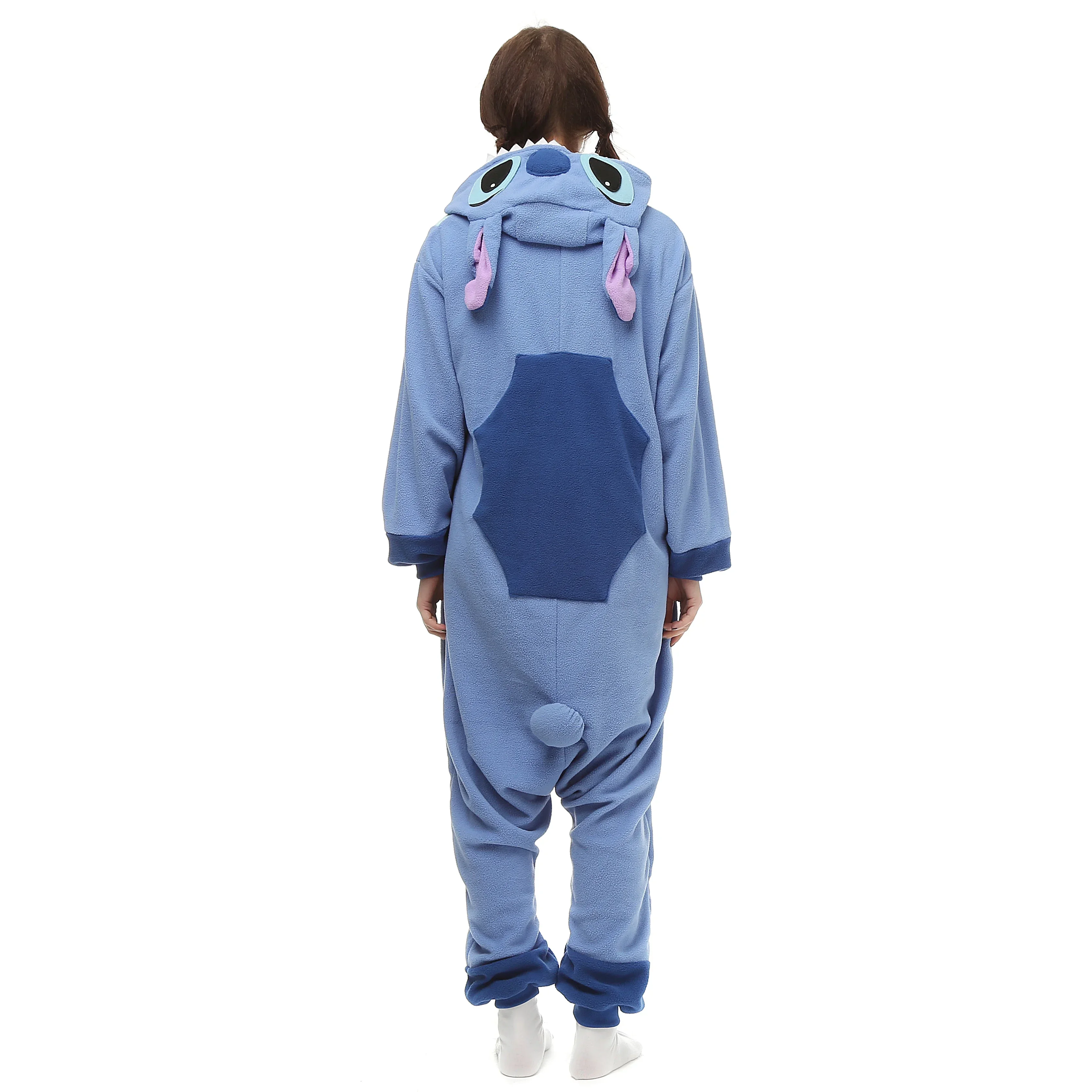 Blue Stitch Onesies Kigurumi Animal Pajamas Unisex Adult Fleece Hooded Jumpsuits Sleepwear Anime Party Cosplay Costume