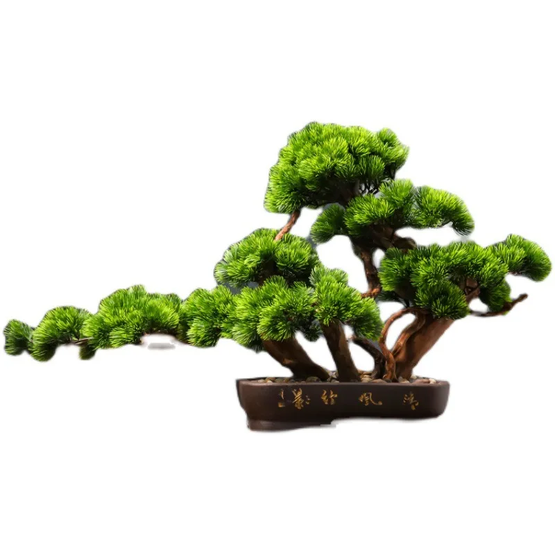 New Chinese-style simulated welcome pine bonsai porch cliff cypress pine ornaments living room decoration fake tree high Arhat