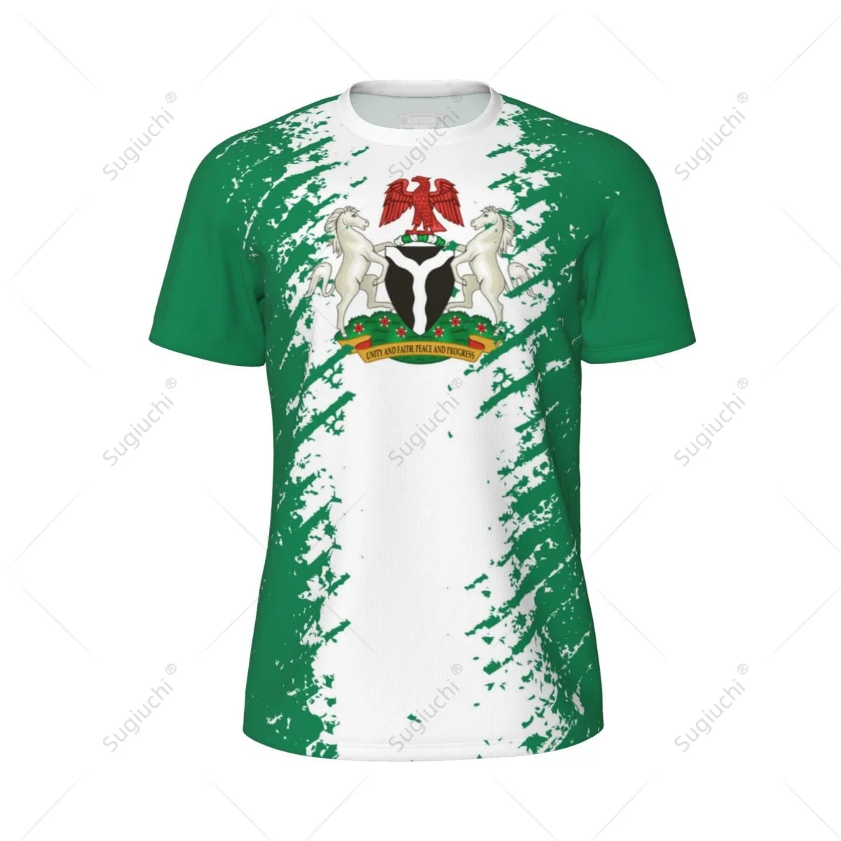 Exclusive design Nigeria Flag Grain 3D Printed Men For Running Bike Soccer Tennis Fitness Sports tshirt Mesh Fans Short T-shirt