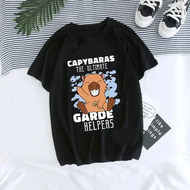 Funny l Love Capybara Print Harajuku Plus Size T-Shirt Women Anime Kawaii Tops Short Sleeves Ins Tees Aesthetic Female Clothing