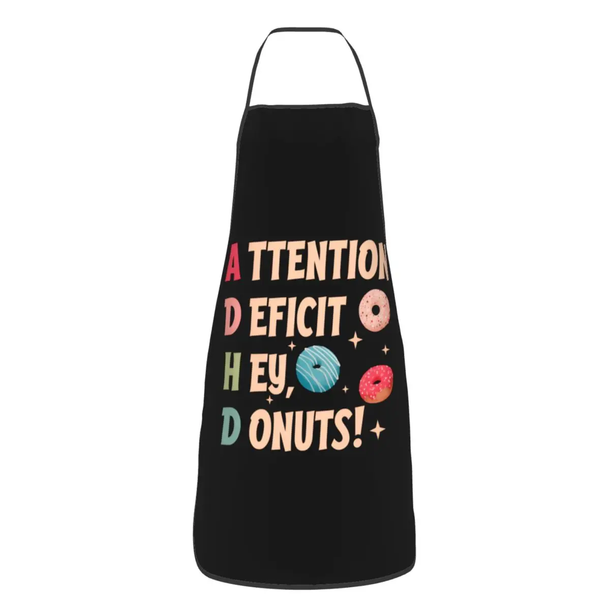 

ADHD Attention Deficit Donuts Apron Women Men Unisex Bib Kitchen Cooking Tablier Cuisine Chef Painting