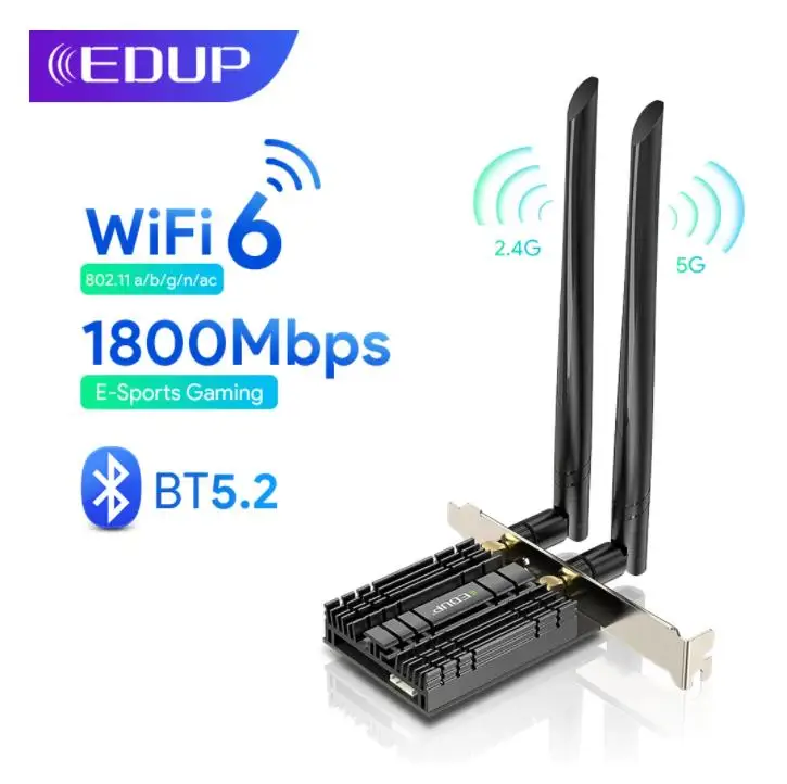 New EDUP Wifi6 PCIE Network Card 1800Mbps WiFi Adapter 2.4Ghz 5Ghz Bluetooth 5.2 PCIe Wireless Network Card For Win10 11