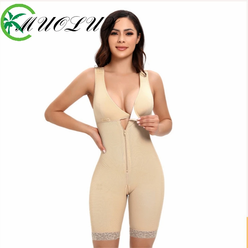 

MUOLUX 2024 New One-piece Women's Shapewear Adjustable Breasted Zipper Vest Shapewear Sexy Lace Corset Female Abdominal Control