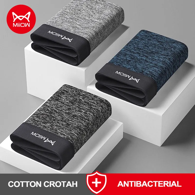 

MiiOW, 4 шт., мужское нижнее белье в стиле ретро, антибактериальные хлопковые мужские трусы с промежностью, шорты-боксеры, дышащие мужские трусы-боксеры L-3XL