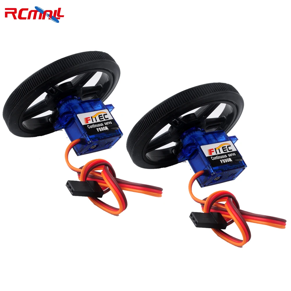 

2 Sets Feetech FS90R 360 Degree Continuous Rotation Micro RC Servo with Wheel 6V 1.5KG Servo for RC Car Boat Robot Drones