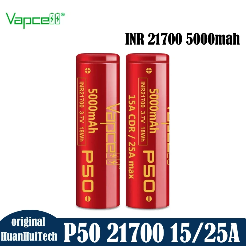 Original Vapcell P50 INR 21700 5000mah 15A/25A 3.7V Rechargeable Lithium Ion Battery Similar As 50G Beat LG M50 For BoxMod