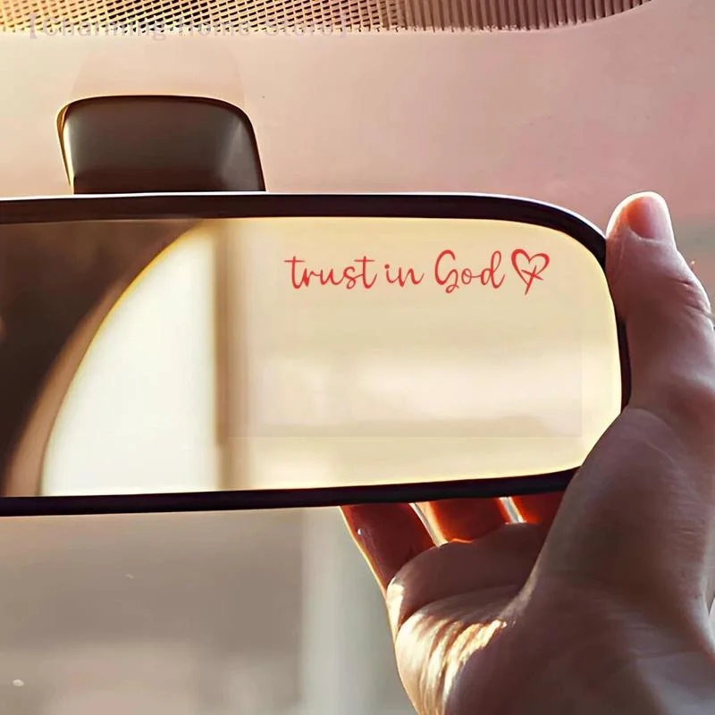 

【M】Trust In God Heart Car Rear View Mirror Sticker Decal Faith Bible Verse Christian Church Auto Vehicle Bumper Decor