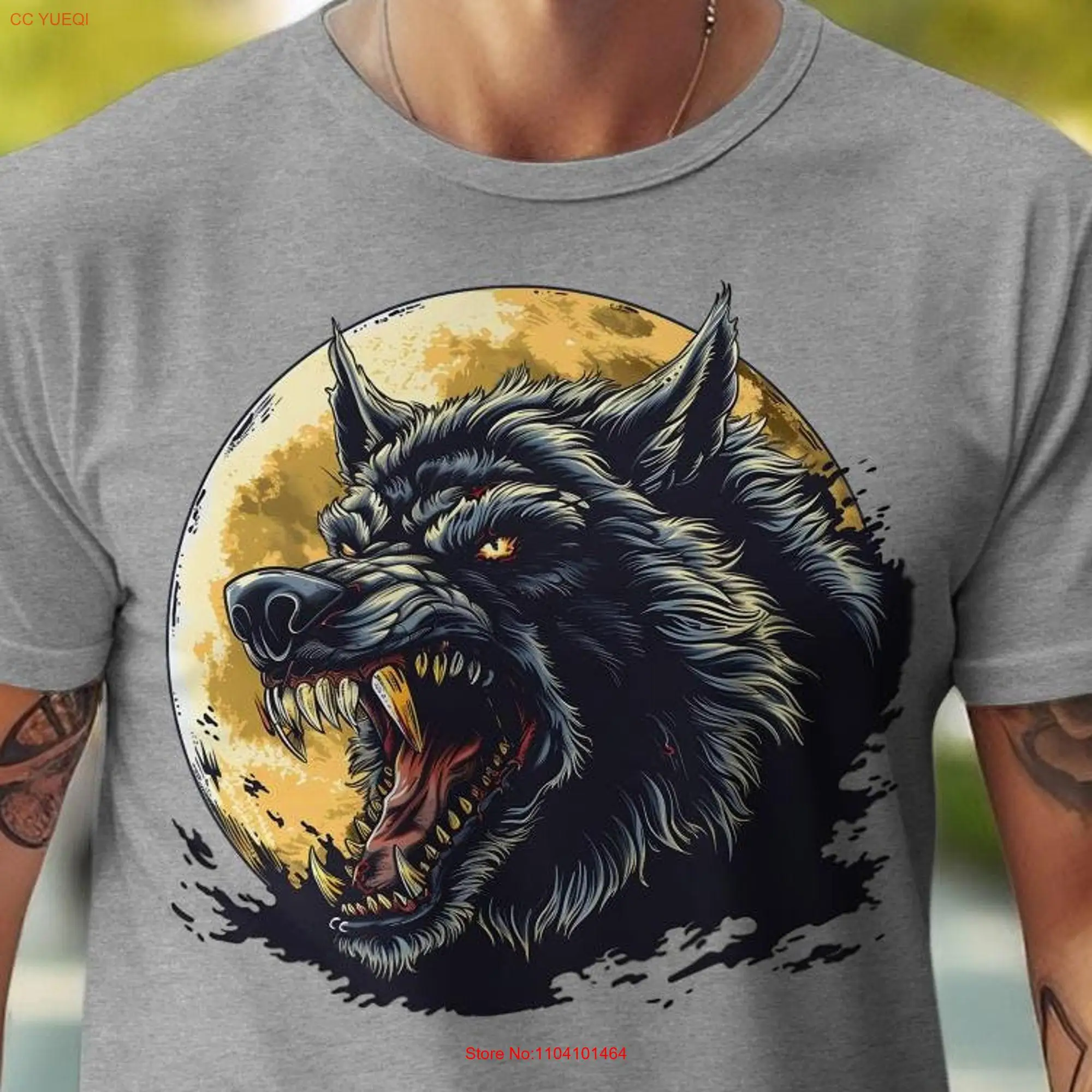 Camiseta de hombre lobo de terror, ropa Grunge de luna llena de lobo, Lycanthropía gótica, bruja, monstruo de medianoche, mangas largas o cortas