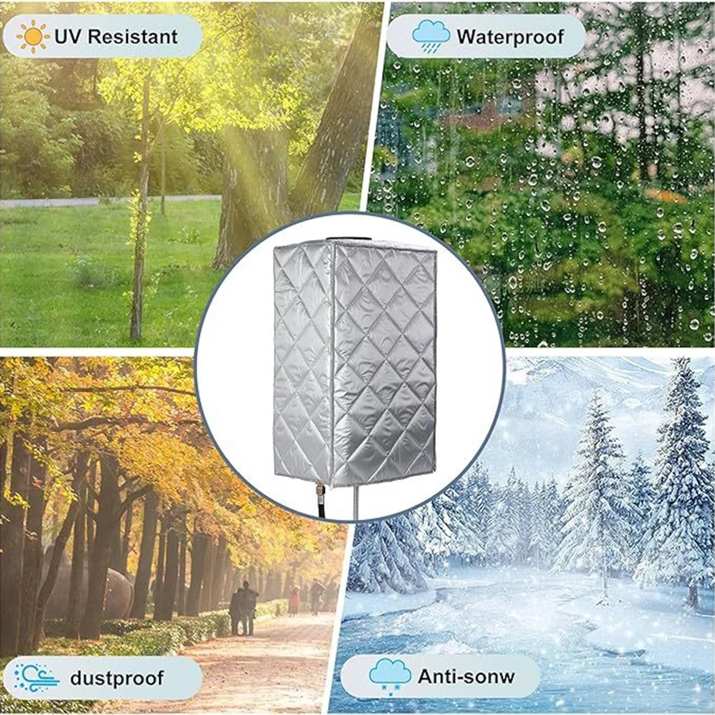 Water Heater Cover for Outdoor Tankless Systems 29.5 x 19.2 x 14 in Silver Oxford Cloth Weather Resistant Dustproof Protection